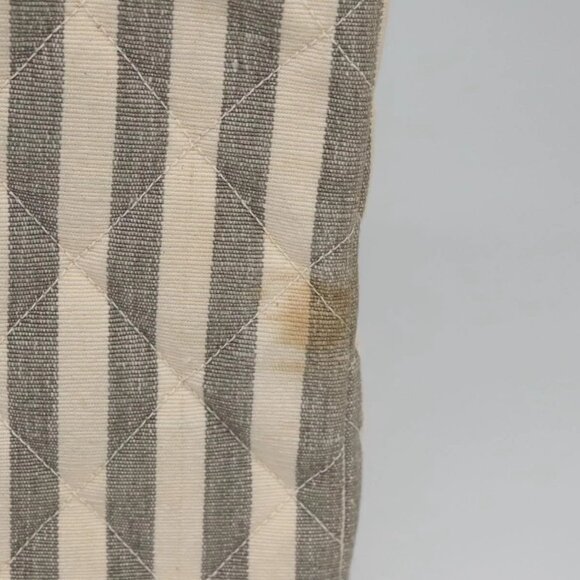 CHANEL Striped Matelasse Chain Shoulder Bag Canvas White Gray CC Auth 110304AV - Picture 3 of 16